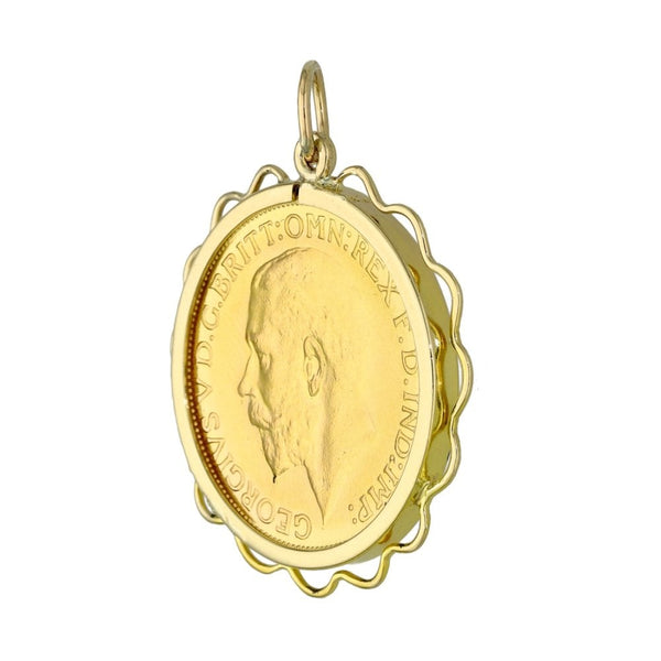 1928 Yellow Gold Full Sovereign Coin Pendant - 9.5g