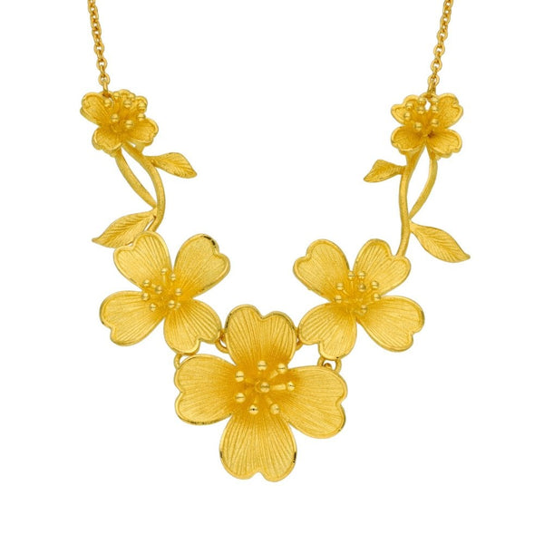 22ct Yellow Gold Flower Necklace - 18" - 15.9g