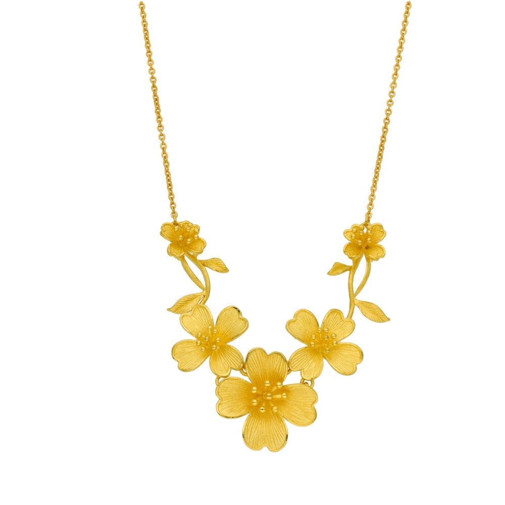 22ct Yellow Gold Flower Necklace - 18" - 15.9g