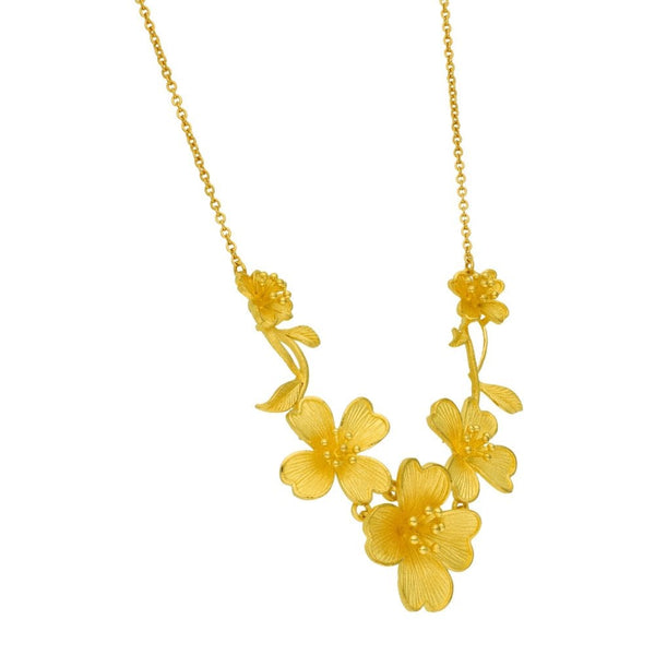 22ct Yellow Gold Flower Necklace - 18" - 15.9g