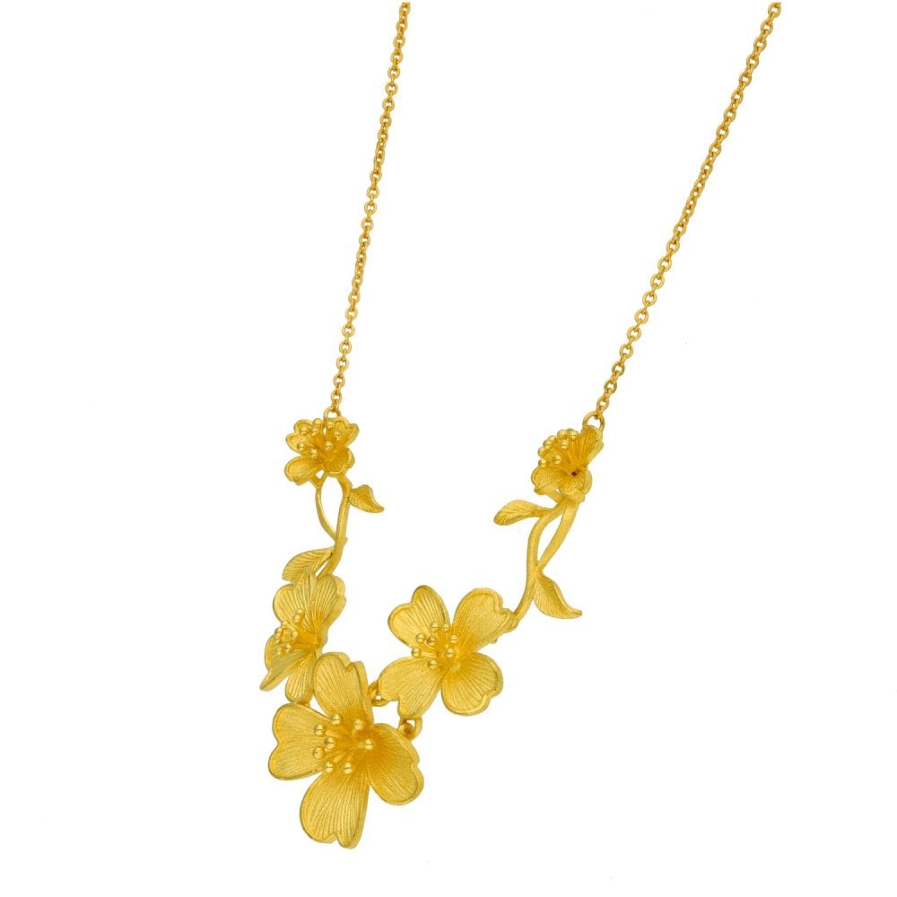 22ct Yellow Gold Flower Necklace - 18" - 15.9g