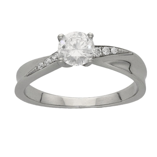 Ladies 18ct White Gold Diamond Engagement Ring - Size J