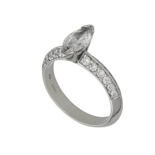Ladies Certified Platinum Diamond Set Marquise Ring - 1.54ct