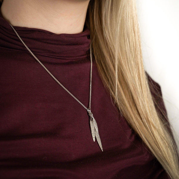 18ct White Gold Diamond Leaf Pendant & Necklace - 18" - 1.35ct