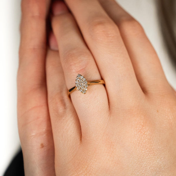 9ct Yellow Gold Marquise Diamond Cluster Ring 0.25ct