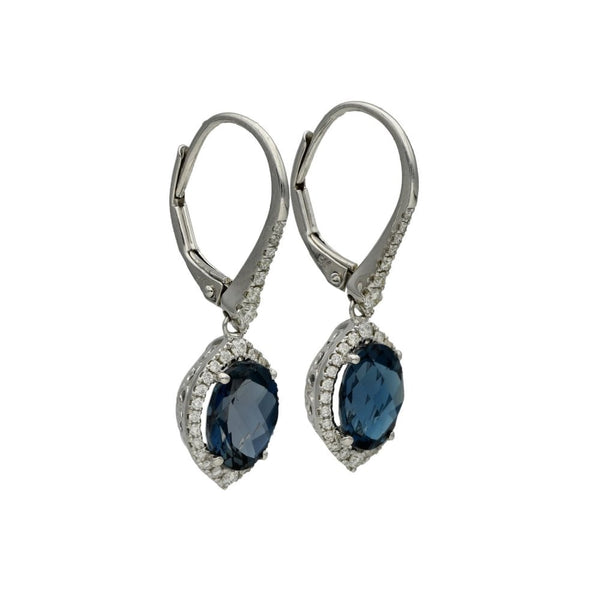 9ct White Gold Diamond & London Blue Topaz Earrings