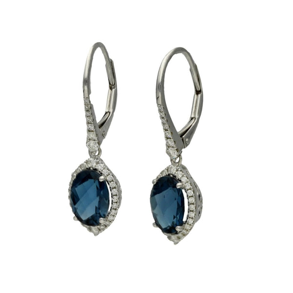 9ct White Gold Diamond & London Blue Topaz Earrings