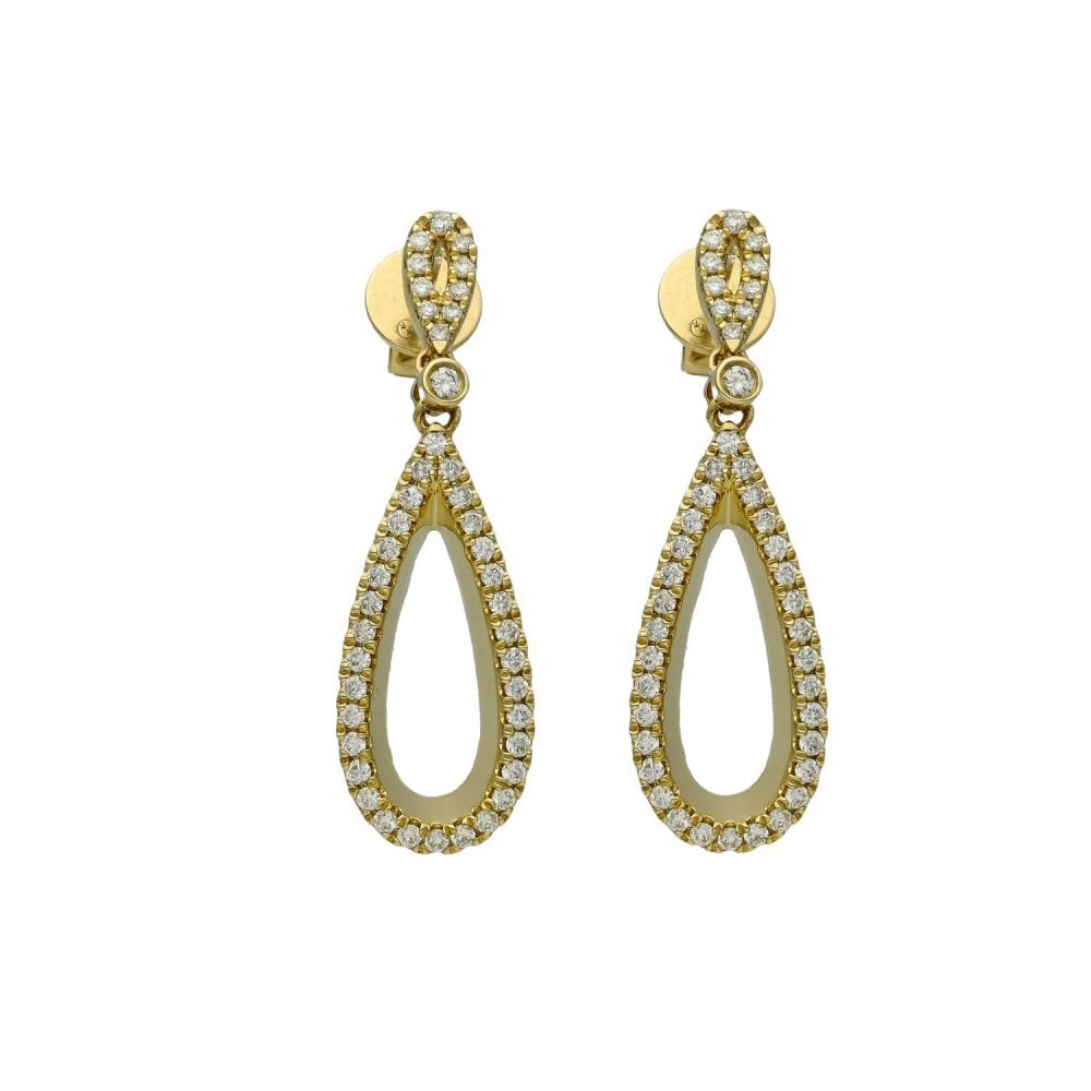 9ct Yellow Gold Oval Diamond Drop Earrings - 0.41ct