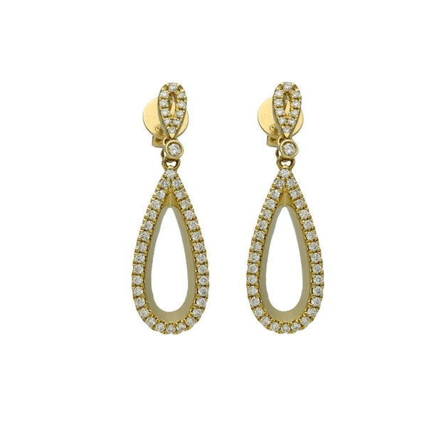 9ct Yellow Gold Oval Diamond Drop Earrings - 0.41ct