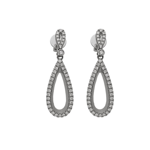 9ct White Gold Oval Diamond Drop Earrings - 0.41ct