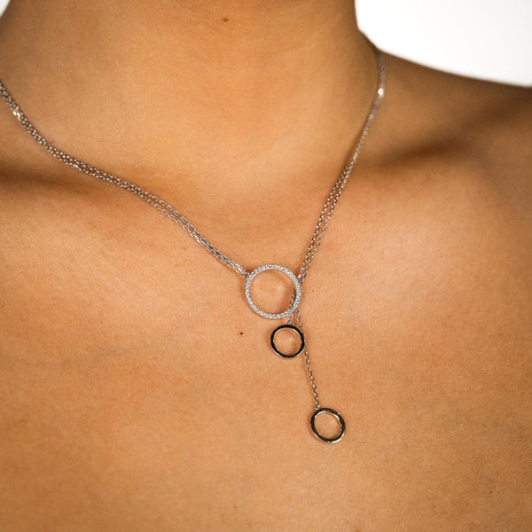 18ct White Gold Diamond Slider Necklace - 17" - 0.18ct