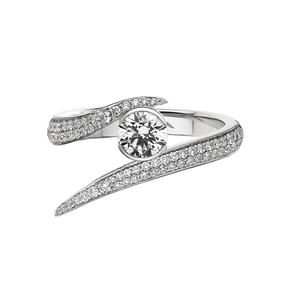 18ct White Gold 0.99ct Interlocking Solitaire 50 Engagement Ring