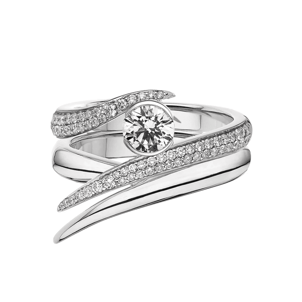 18ct White Gold 0.99ct Interlocking Solitaire 50 Engagement Ring