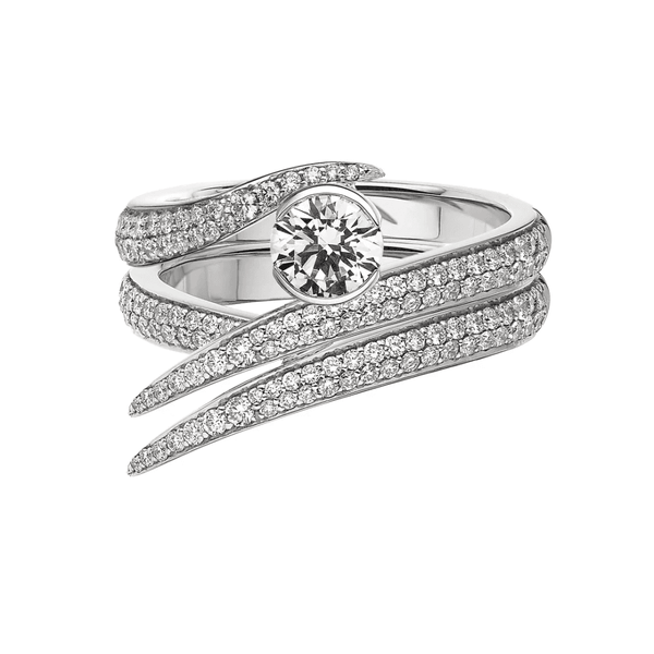 18ct White Gold 0.99ct Interlocking Solitaire 50 Engagement Ring