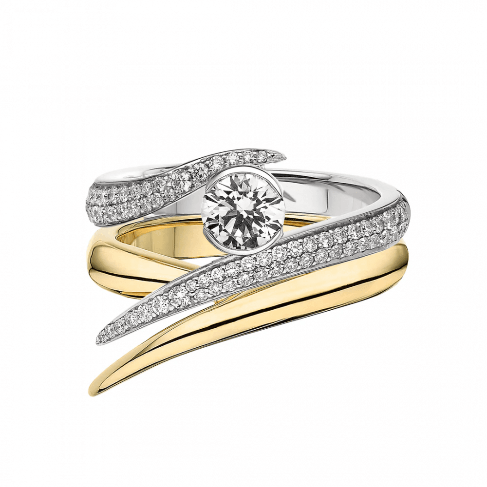 18ct White Gold 0.99ct Interlocking Solitaire 50 Engagement Ring