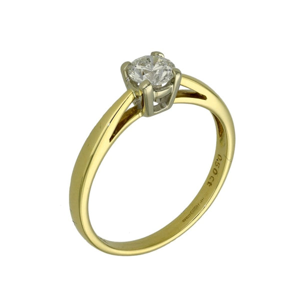 18ct Yellow Gold Diamond Solitaire Engagement Ring - 0.50ct