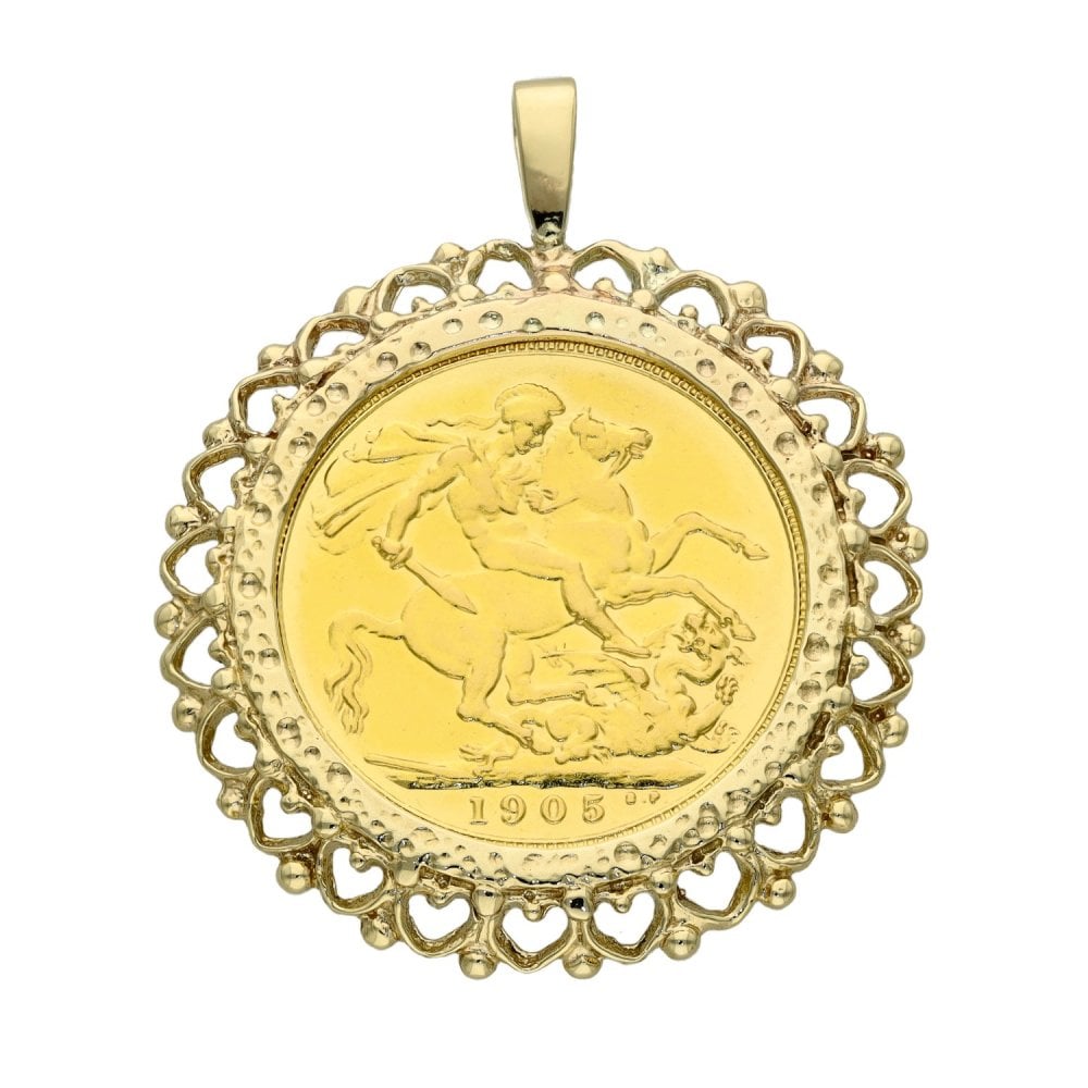 1905 Yellow Gold Full Sovereign Coin Pendant - 11.7g