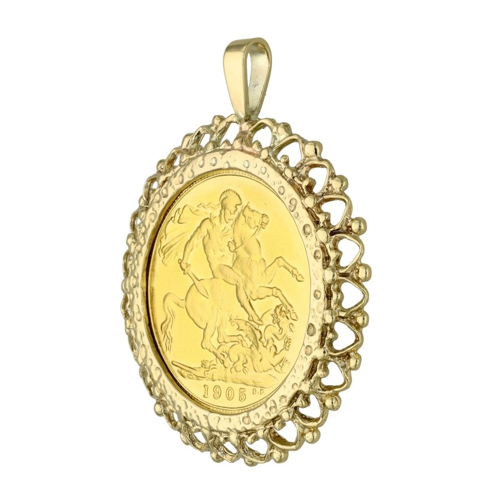 1905 Yellow Gold Full Sovereign Coin Pendant - 11.7g