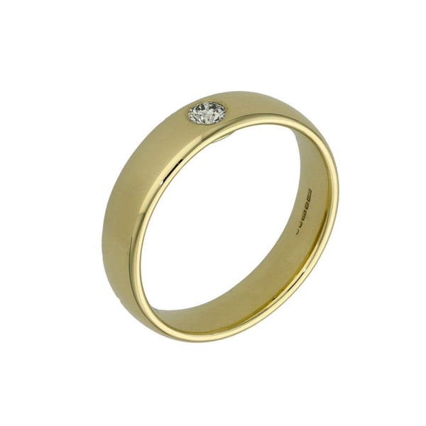 9ct Yellow Gold Diamond Set Wedding Ring - Size V - 0.18ct