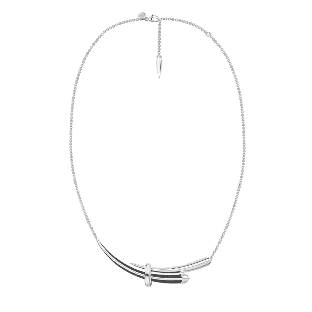 Sabre Deco Horizontal Necklace - Silver & Ceramic