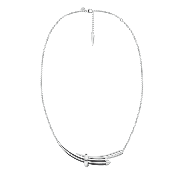 Sabre Deco Horizontal Necklace - Silver & Ceramic