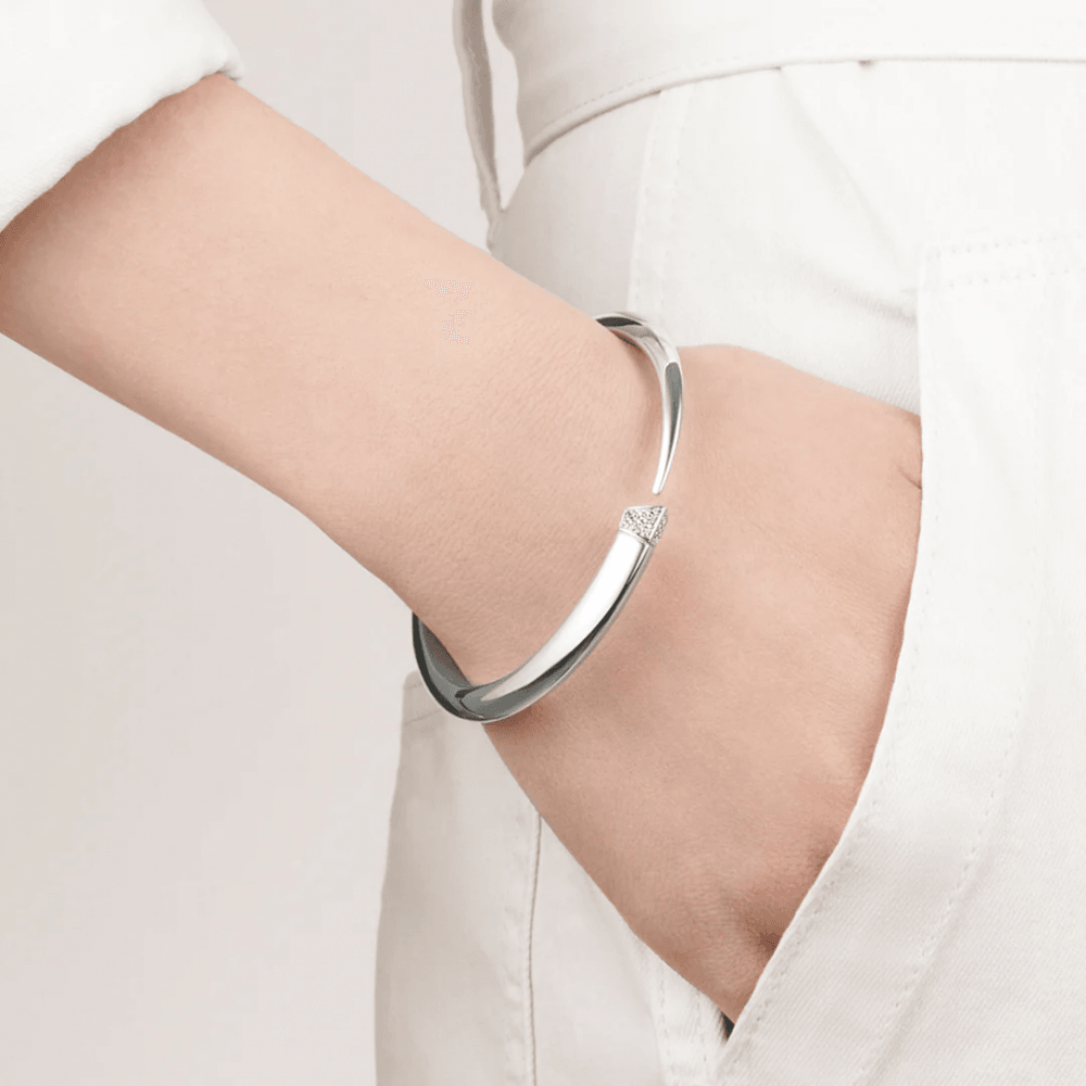 Silver and Diamond Sabre Bangle