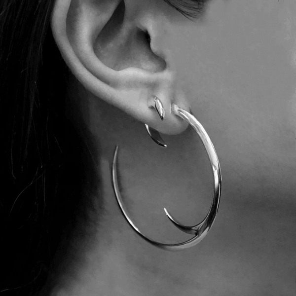 Talon Cat Claw Large Hoop Earrings - Silver