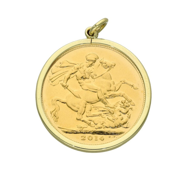 2014 Yellow Gold Full Sovereign Coin Pendant - 8.8g