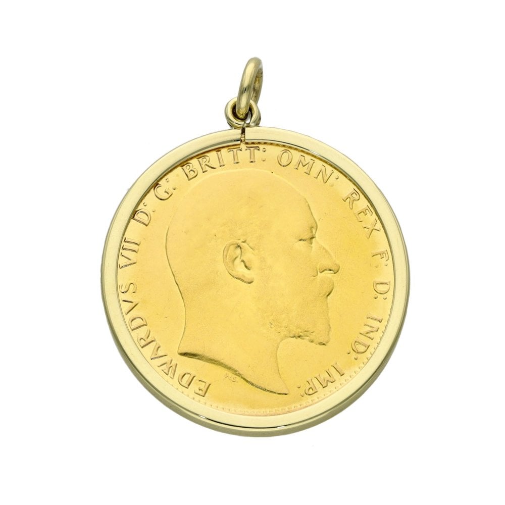 1909 Yellow Gold Full Sovereign Coin Pendant - 8.9g