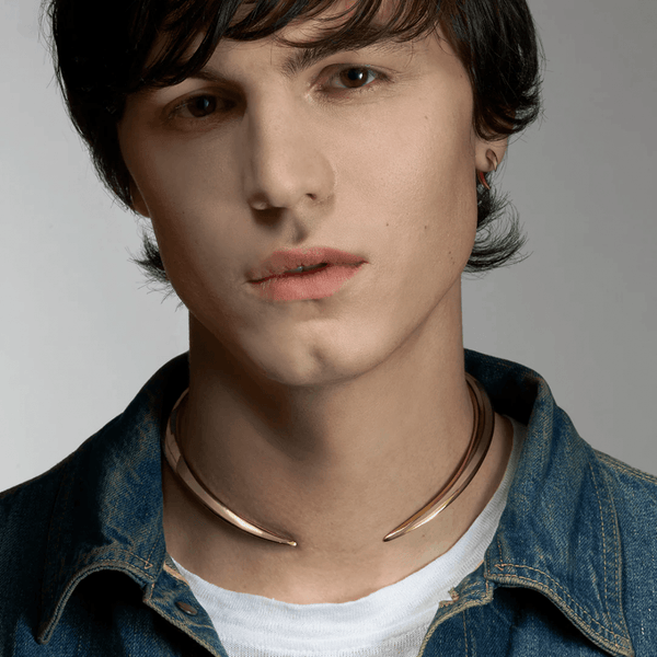 Sabre Deco Torque Necklace in Yellow Gold Vermeil