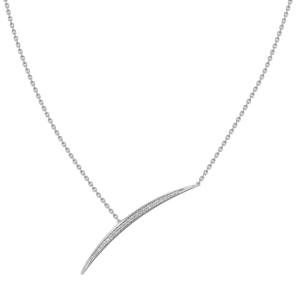 Armis Single Bar Necklace - 18ct White Gold & Diamond Pavé