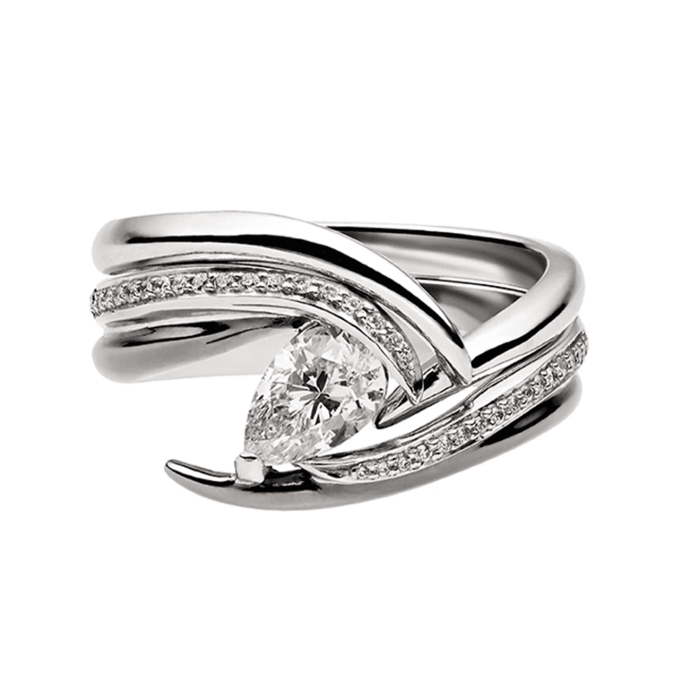 18ct White Gold Entwined Captured Vine Engagement Ring 0.88ct