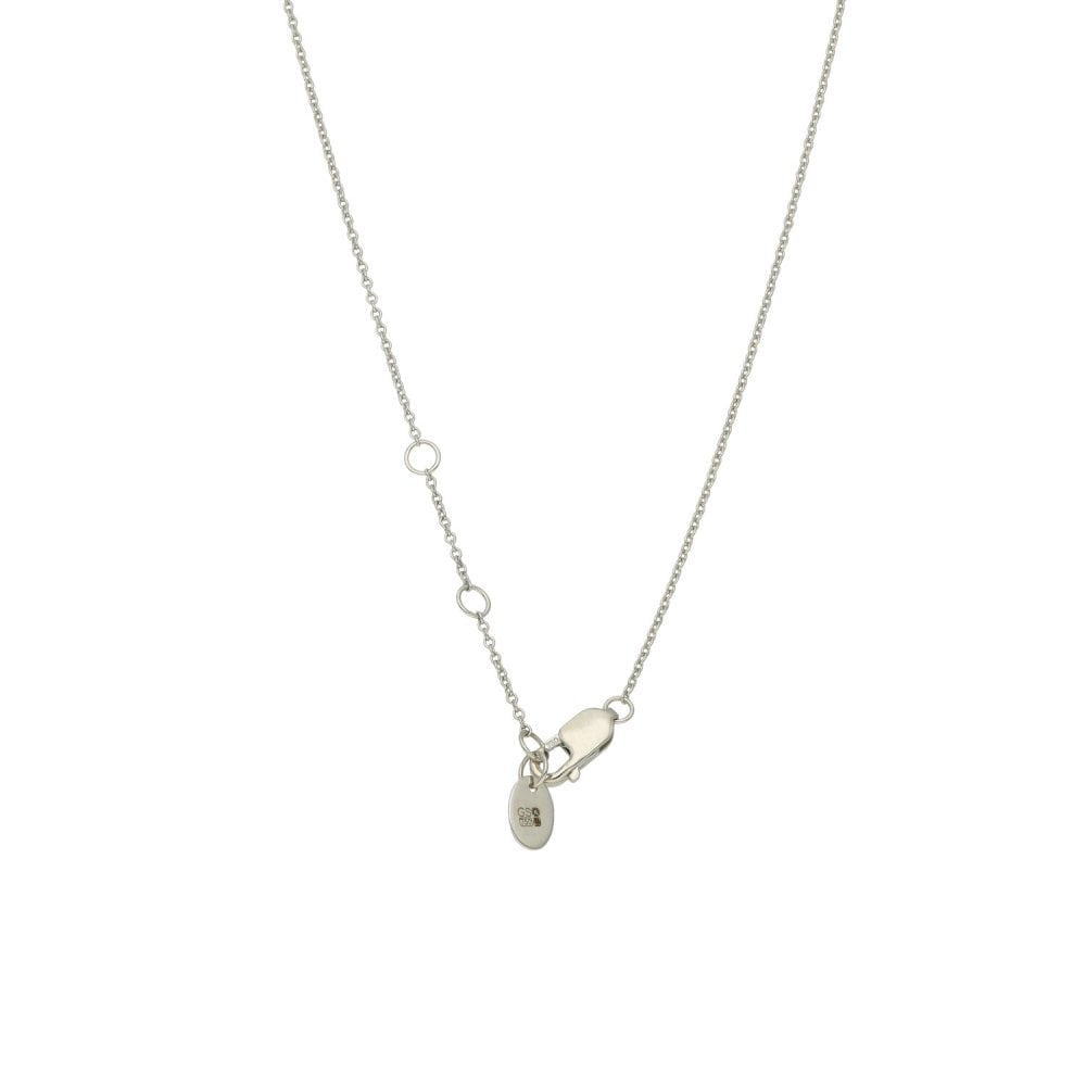 Ladies 18ct White Gold Diamond & Sapphire Pendant - 17"-18"