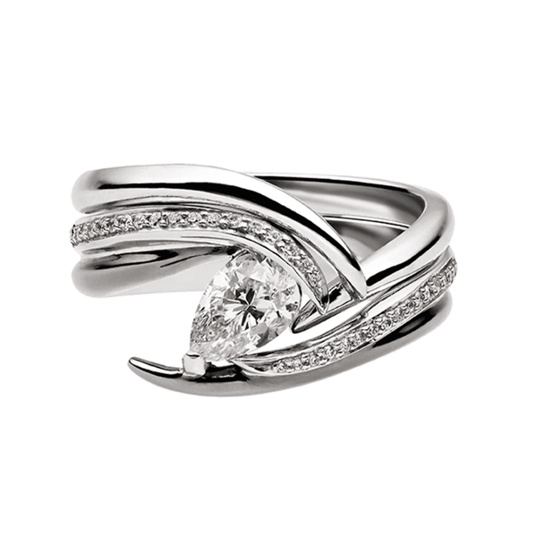 18ct White Gold Entwined Captured Vine Wedding Ring