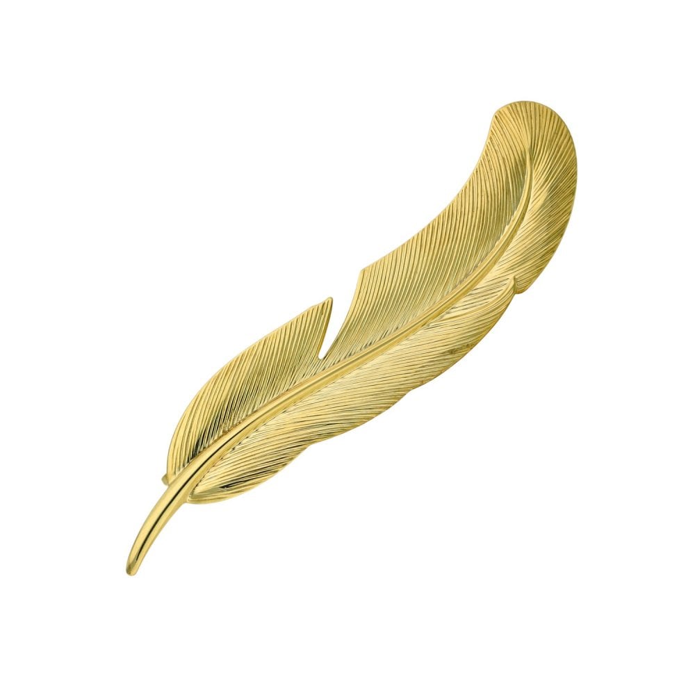 Ladies 9ct Yellow Gold Feather Brooch - 1.5g