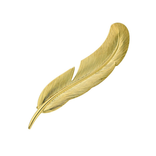Ladies 9ct Yellow Gold Feather Brooch - 1.5g