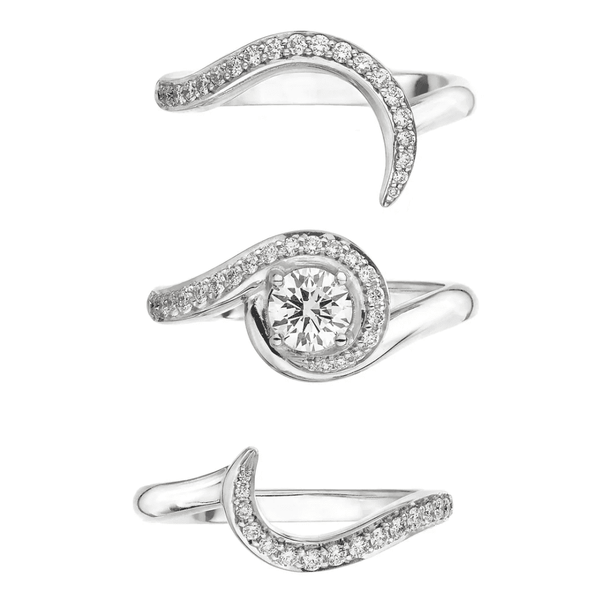 Entwined Outward Wedding Ring - Platinum & 0.26ct Diamond Pavé