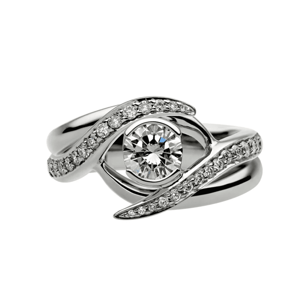 Entwined Inward Wedding Ring - Platinum & 0.11ct Diamond