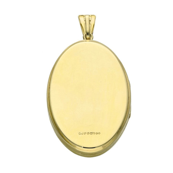 9ct Yellow Gold Oval Flower Pattern Locket - 8.0g