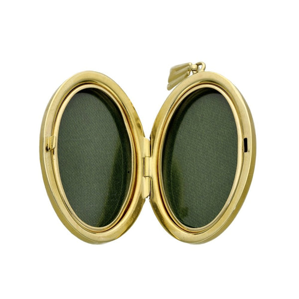 9ct Yellow Gold Oval Flower Pattern Locket - 8.0g