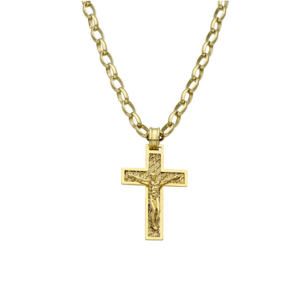 9ct Yellow Gold Crucifix & Belcher Chain - 20"