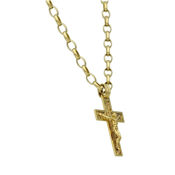 9ct Yellow Gold Crucifix & Belcher Chain - 20"