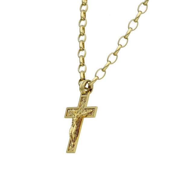 9ct Yellow Gold Crucifix & Belcher Chain - 20"