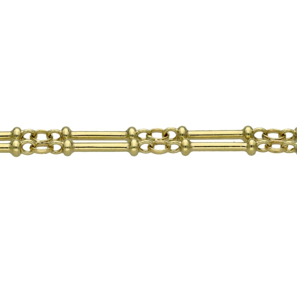 9ct Yellow Gold Double Fancy Bar & Link Bracelet - 9" - 17.9g