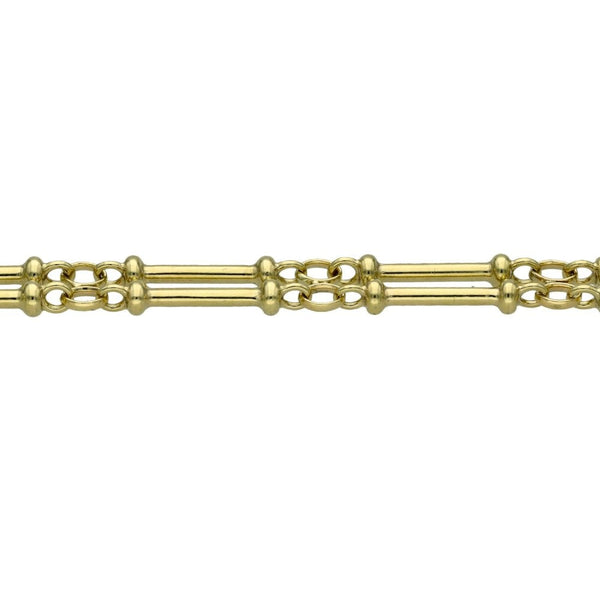 9ct Yellow Gold Double Fancy Bar & Link Bracelet - 9" - 17.9g