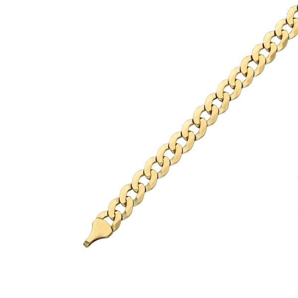 9ct Yellow Gold Flat Curb Bracelet - 7.5" - 5.5g