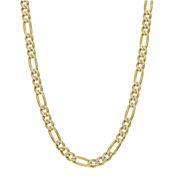 9ct Yellow & White Gold Figaro Chain - 24" - 17.1g