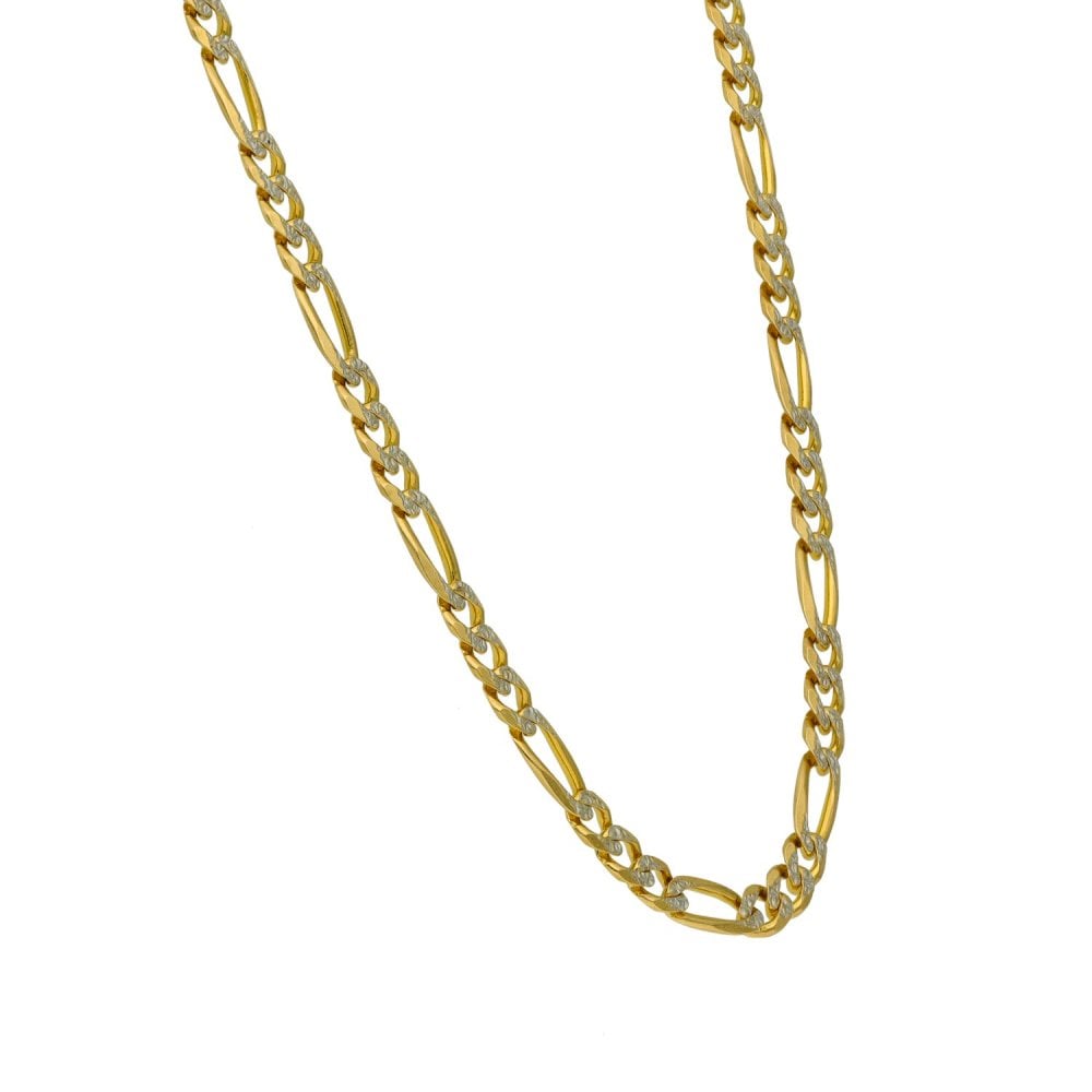 9ct Yellow & White Gold Figaro Chain - 24" - 17.1g