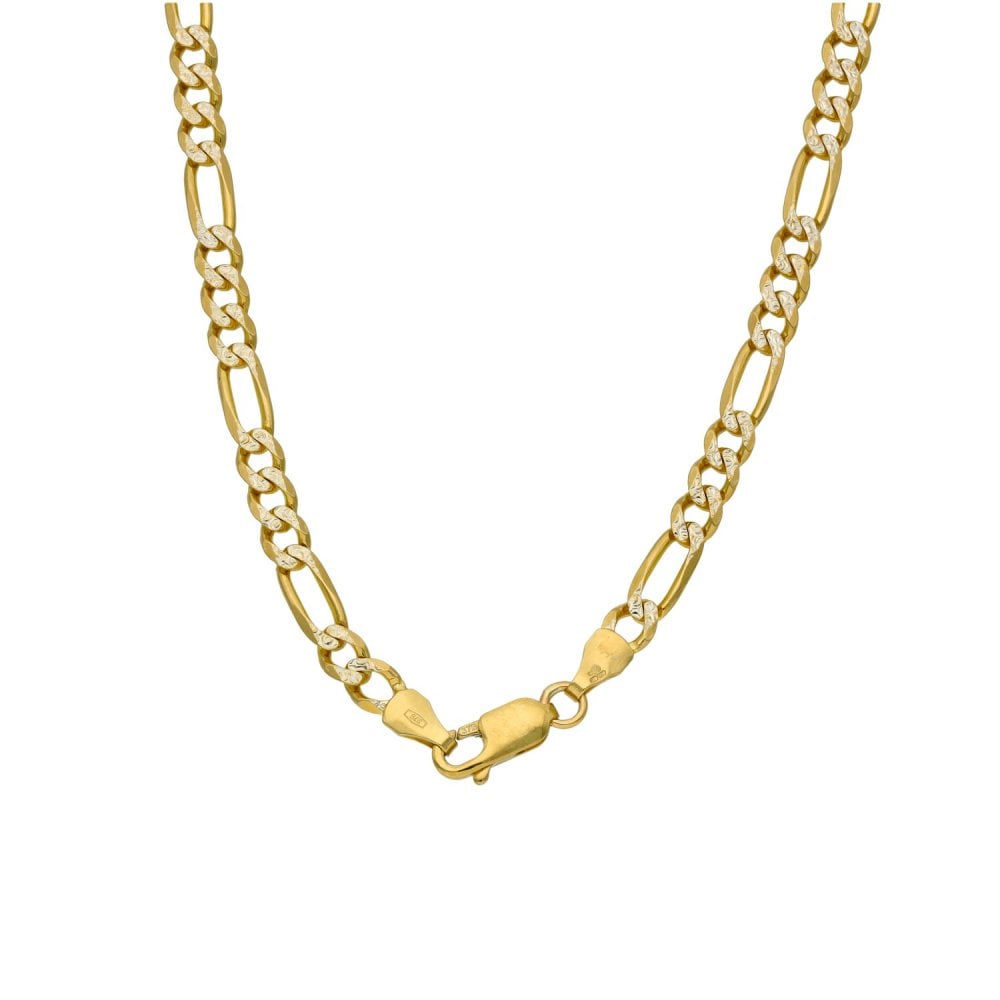 9ct Yellow & White Gold Figaro Chain - 24" - 17.1g