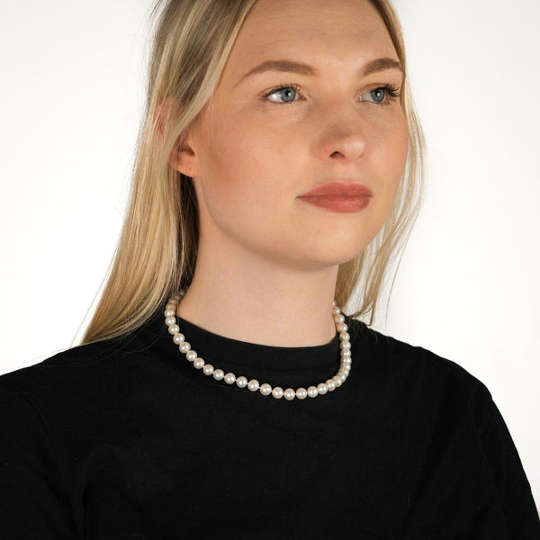 9ct Yellow Gold Pearl Necklace - 16"